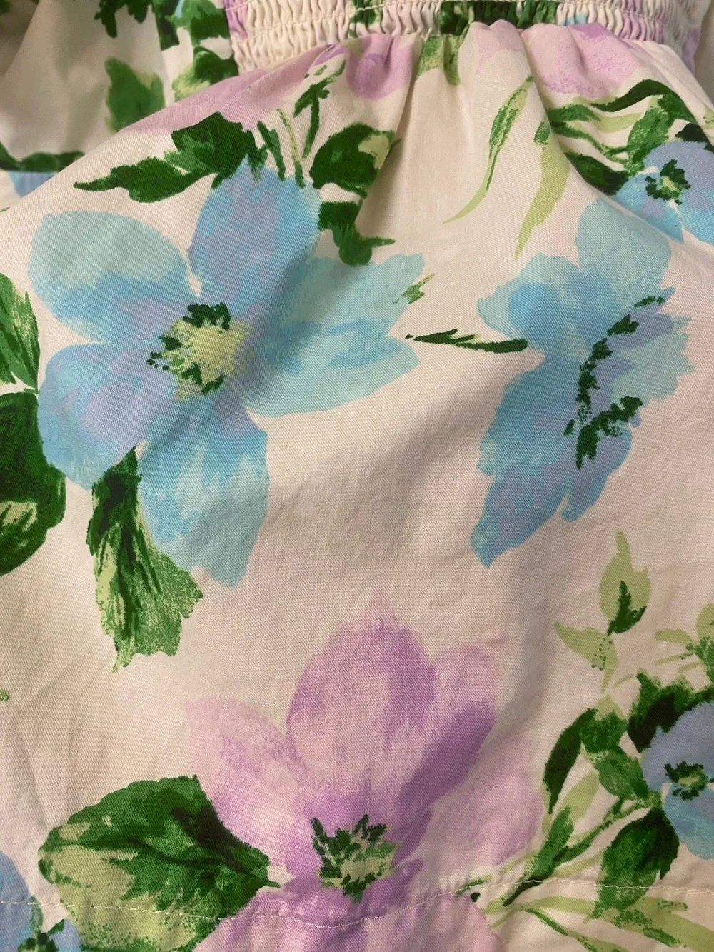 Old Navy Multicolored Cotton Floral Puff Sleeve Smocked Back V-Neck Top Size XL